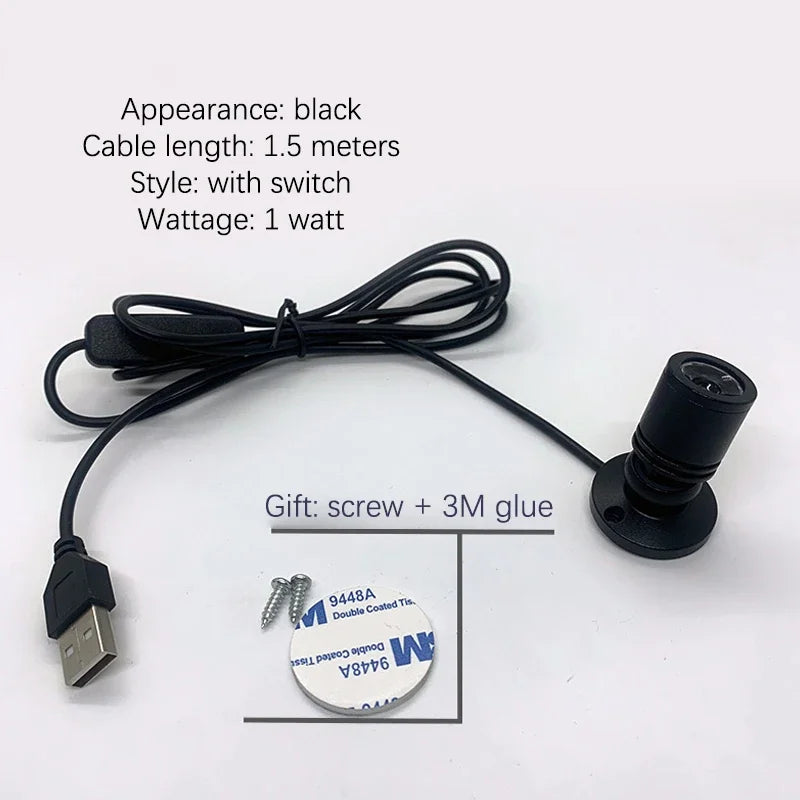 LED USB 5V 3W Led Spot Light Surface Mounted Cabinet Showcase Counter Jewelry Lamp Rotatable Angle Ceiling Mini Spotlight