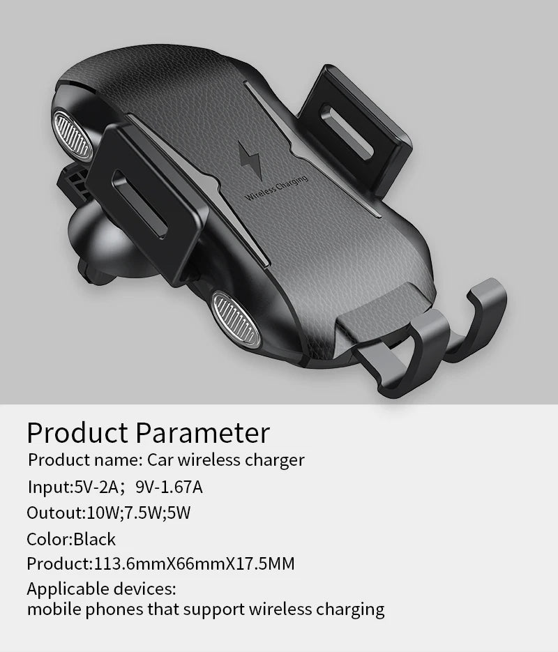 Rotatable Car Wireless Charger With Holder 15W Fast Charge For iPhone 16 15 14 13 Magnetic Car Holder Charger Vent Auto Shrink