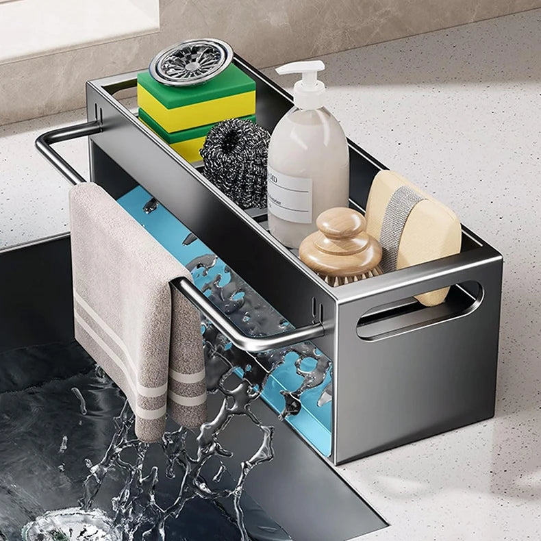 Kitchen Sink Caddy Organizer Dish Soap Brush Sponge Holder Countertop Sink Organizer Rack for Kitchen Organizers and Storage