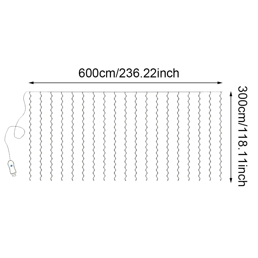 USB LED Curtain Light String, Christmas Room Decoration, Remote Control 8 Function Light Garland ,Wedding Birthday Home Decor