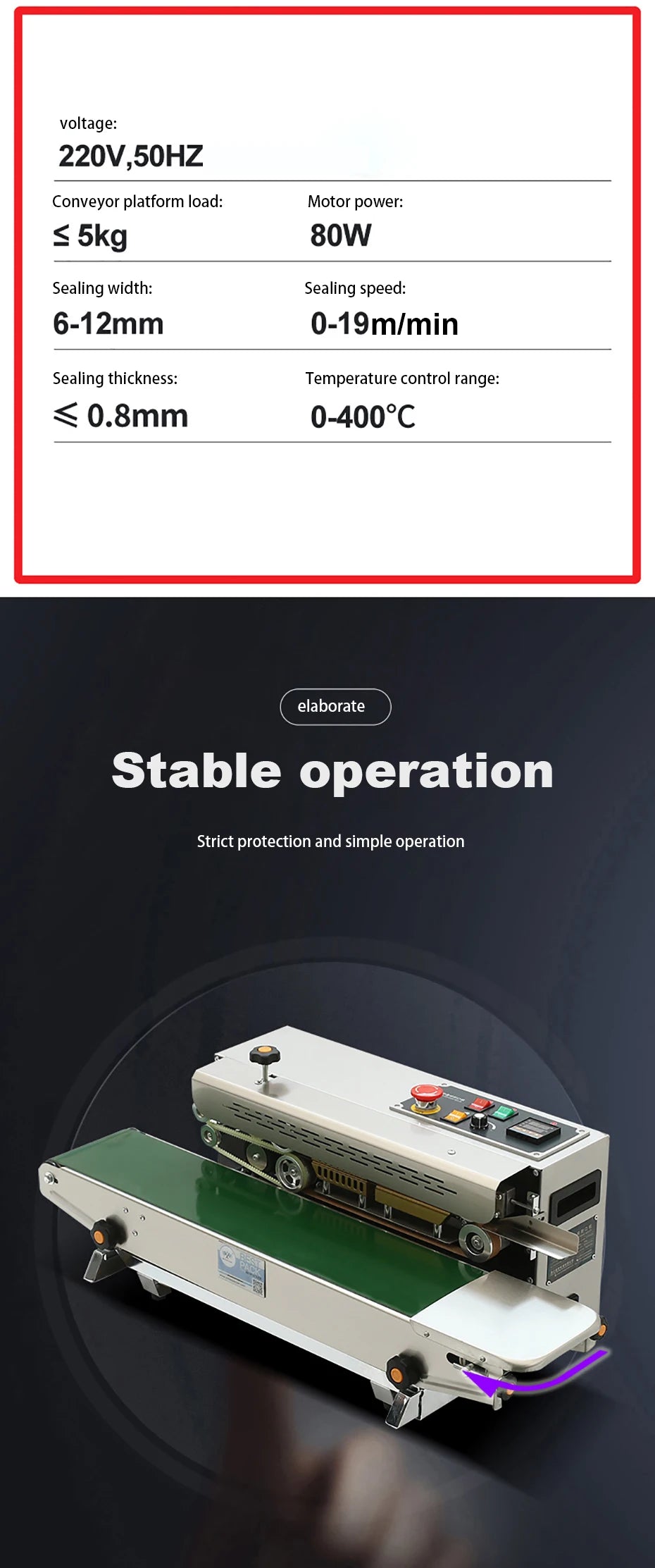 Automatic Electric Bag Sealing Machine Food Plastic Packag Sealer Heavy Duty Packag Sealing Machine 220V Continuous Heat Sealer