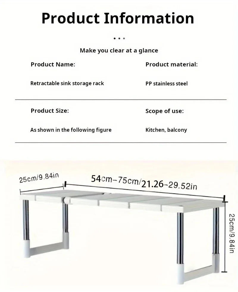Adjustable Under Sink Storage Rack Expandable Kitchen & Bathroom Cabinet Organizer Durable Space-Saving Multi-Layer Pot Holder