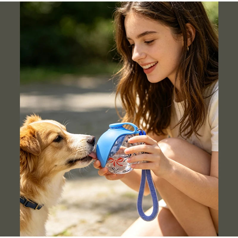 Portable Pet Water Bottle Spherical Foldable Dog Cat Water Dispenser With Hook & Reflow Design Outdoor Travel Pet Supplies