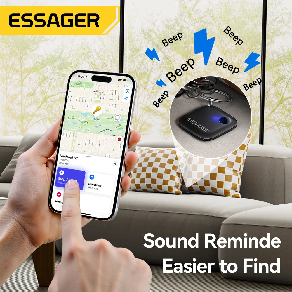 Essager Smart Bluetooth GPS Tracker Work with iOS System Find My App Air Tag Tracker Mini Locator Key Dog Pet Child Finder