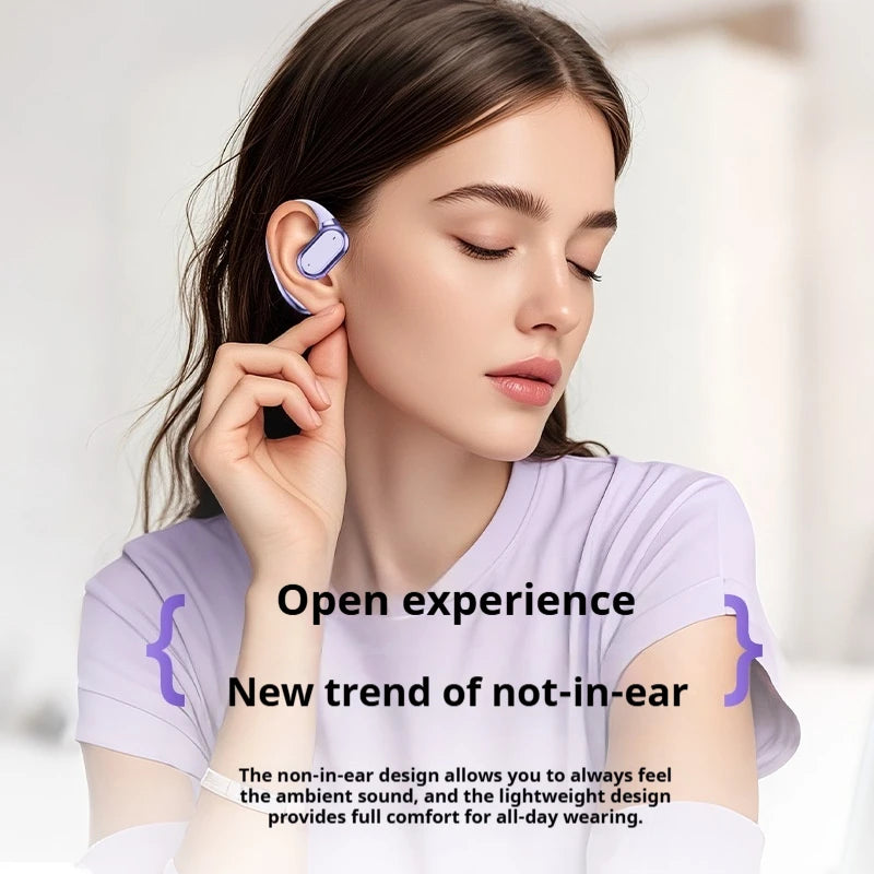 Open Ear Bluetooth 5.4 Headphones Wireless Sports Earbuds for Running Fitness Learning with Microphone