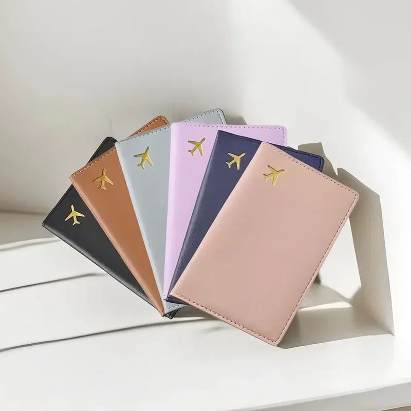 Passport Covers Travel Wallet Id Card Holder Fashion Airplane Print Passport Holder Women Men Passport Cover Flight Ticket Clip