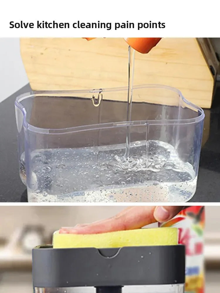 Soap Dispenser Pump with Sponge Manual Press Cleaning Liquid Container Manual Press Soap Organizer Kitchen Tool