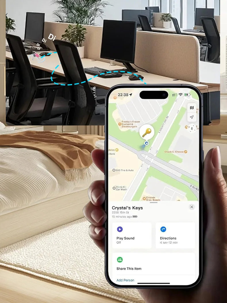 Smart Tag Bluetooth GPS Tracker For iOS Find My App Anti-Lost Security Locator Sound Locate Alarm Reminder Key Finder