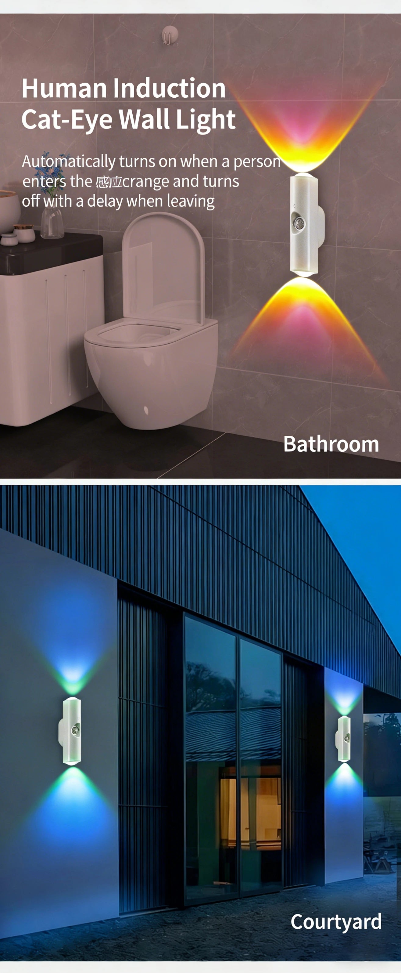 LED Motion Sensor Lights USB Rechargeable Tri-Color/RGB Adjustabl Ambient Light for Kitchen Party Stairs Hallways Night Lights