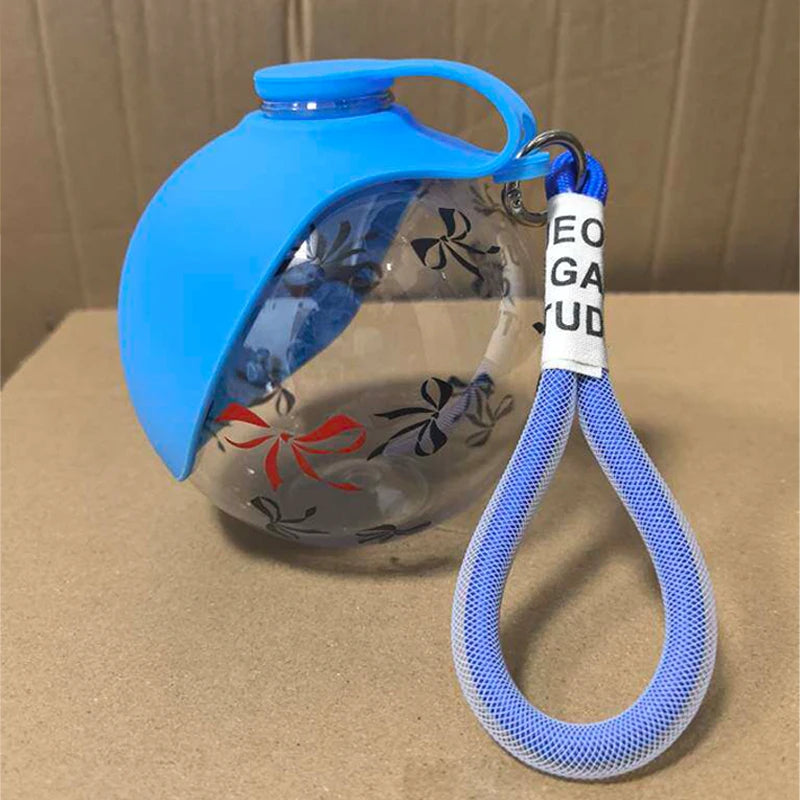 Portable Pet Water Bottle Spherical Foldable Dog Cat Water Dispenser With Hook & Reflow Design Outdoor Travel Pet Supplies