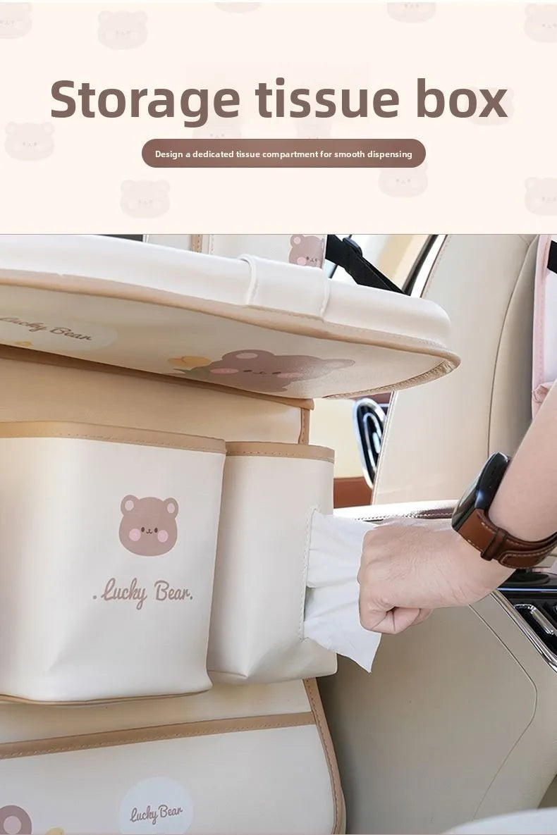 Car Seat Back Organizer - Rear Hanging Storage Bag, Backseat Table Tray, Vehicle Mounted Desk Board
