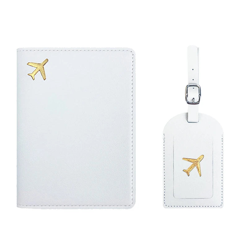 Custom Initial Travel Passport Holder and Luggage Tag Fashion Logo Gold Airplane Women Suitcase Name Label Men Passport Holder