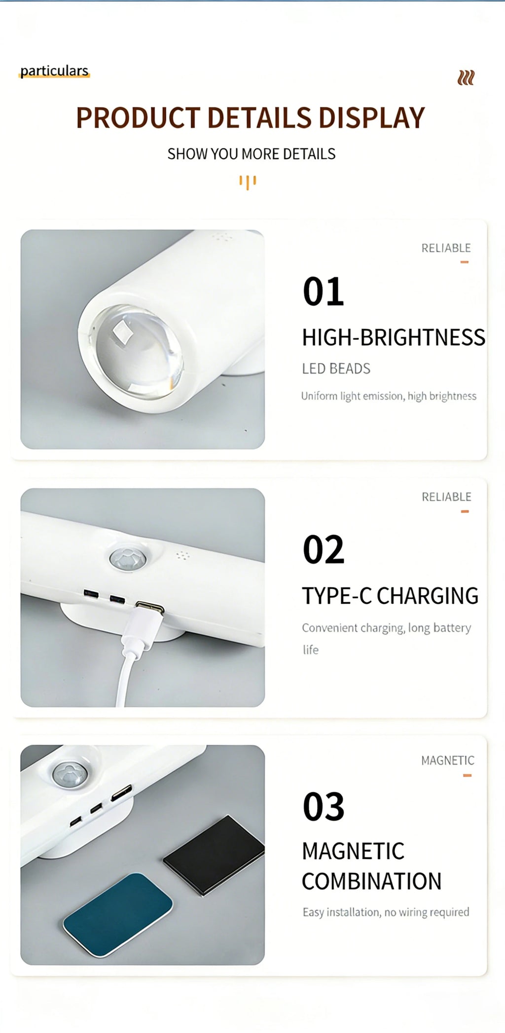 LED Motion Sensor Lights USB Rechargeable Tri-Color/RGB Adjustabl Ambient Light for Kitchen Party Stairs Hallways Night Lights