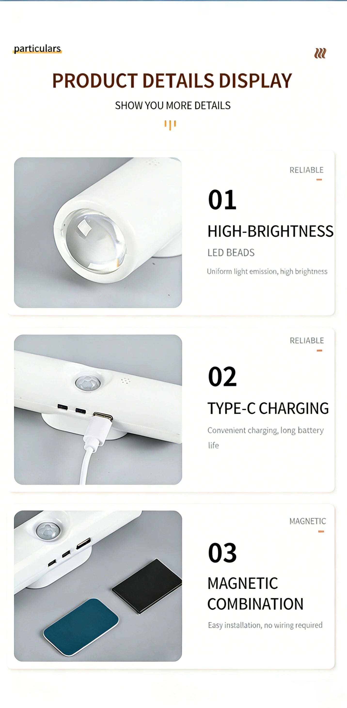 LED Motion Sensor Lights USB Rechargeable Tri-Color/RGB Adjustabl Ambient Light for Kitchen Party Stairs Hallways Night Lights