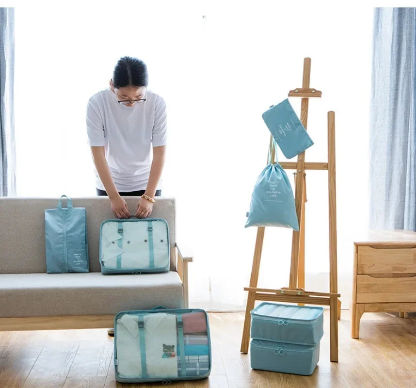 7 PCS Travel Storage Bags Set Suitcase Organizer Luggage Packing Set Cube Bag Portable Waterproof Travel Clothes Shoe Tidy Pouch