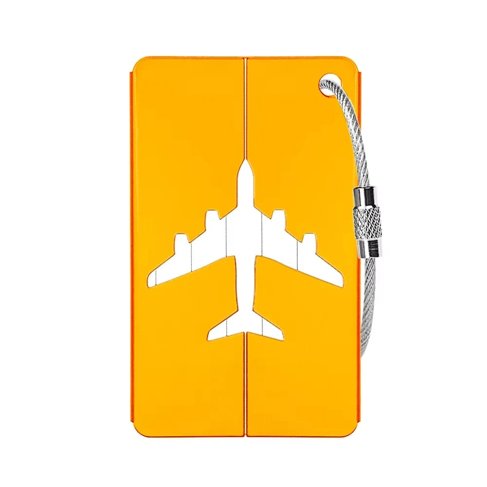 Pack Etiquetas de Maleta Aluminio — Diseño Antirrobo con Anilla de Acero