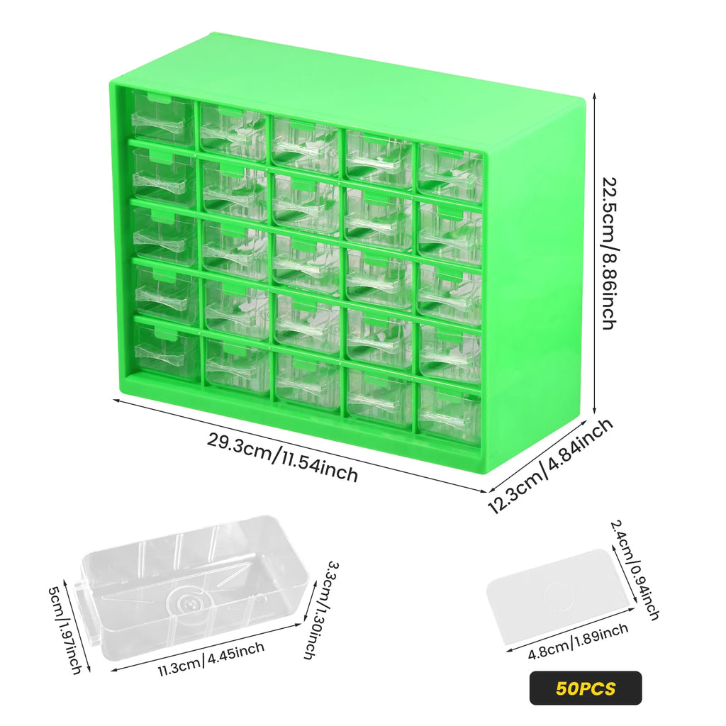 25 Drawers Stackable Storage Cabinet Tool Parts Storage Clear Organizer with Drawers Table Drawer Organizer For Screw Nut Nails