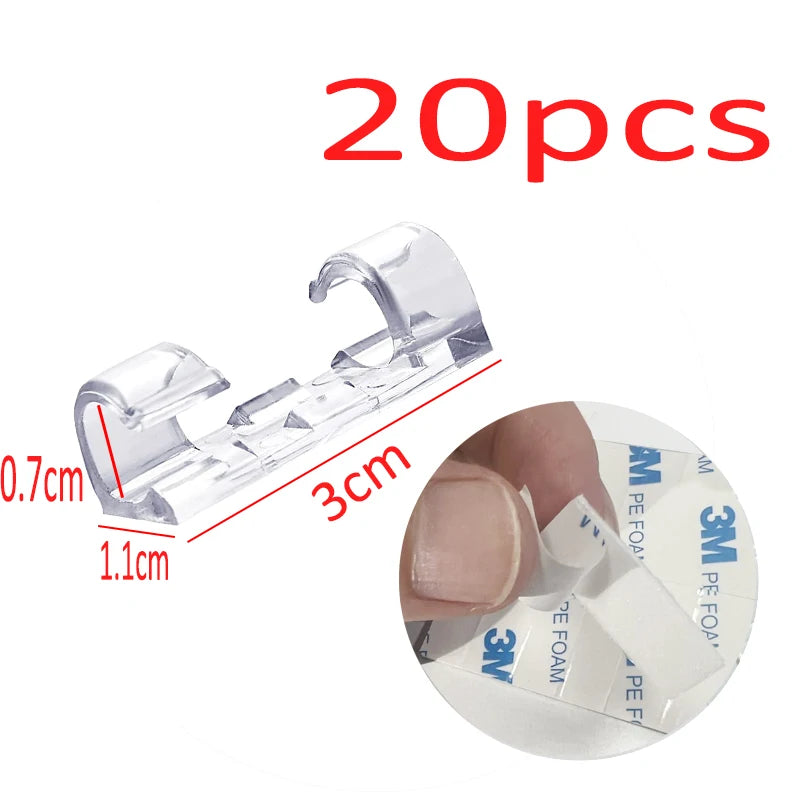 Cable Clip Organizer Drop Wire Holder Cord Management Self-Adhesive Cable Manager Fixed Clamp Wire Winder For Home Office School