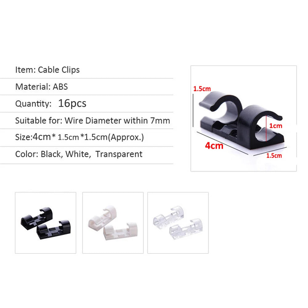Cable Clip Organizer Drop Wire Holder Cord Management Self-Adhesive Cable Manager Fixed Clamp Wire Winder For Home Office School