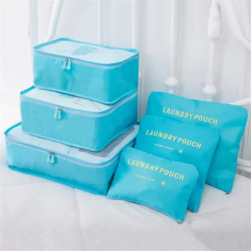 6 PCS Travel Storage Bag Multifunction Packing Cube Bag Travel Kit Set for Women Clothes Tidy Organizer Wardrobe Suitcase Pouch