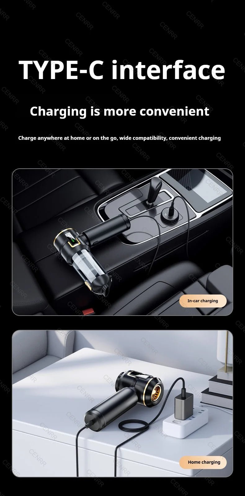 Mini Car Vacuum Cleaner Strong Scution Cordless 998000PA Powerful Wireless Car Cleaner HandHeld Portable Vacuum Cleaner for Car
