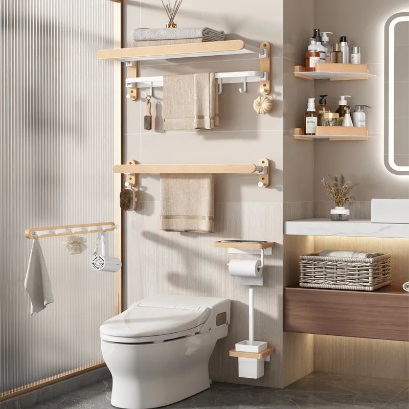Bathroom towel bar no punching toilet storage shelf bathroom organizer and storage bathroom accessories towel rack corner shelf