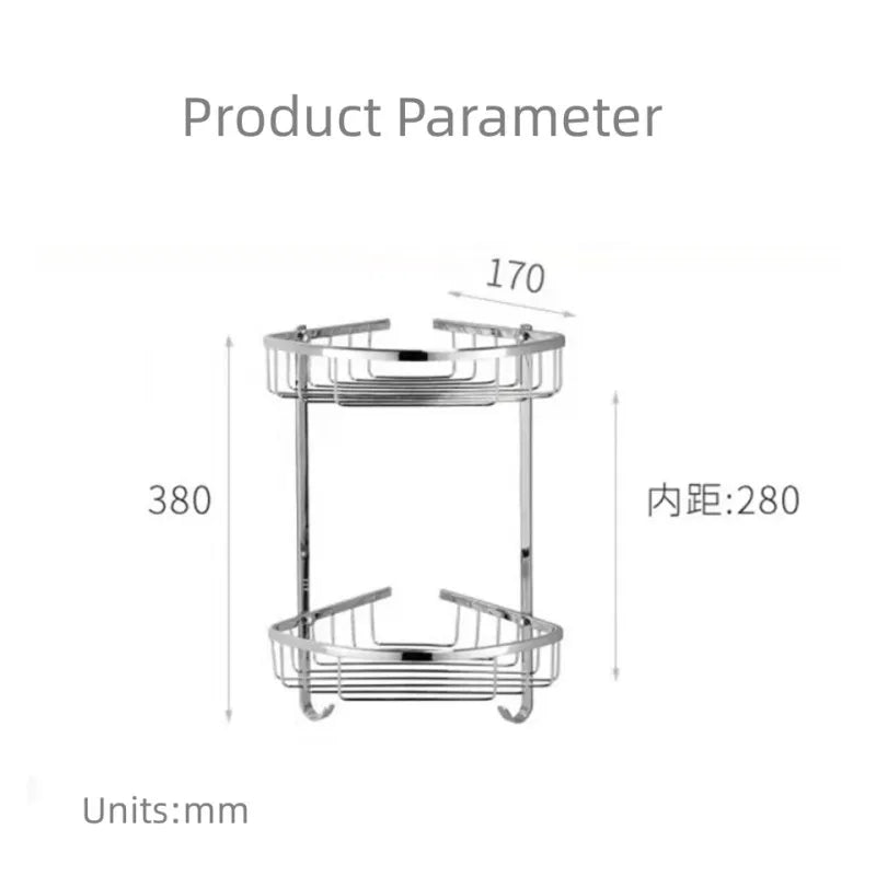 304 Stainless Steel Bathroom Shelf Triangle Shower Corner Basket 1-2 Layer Storage Rack for Shampoo Cosmetics Silver Organizer