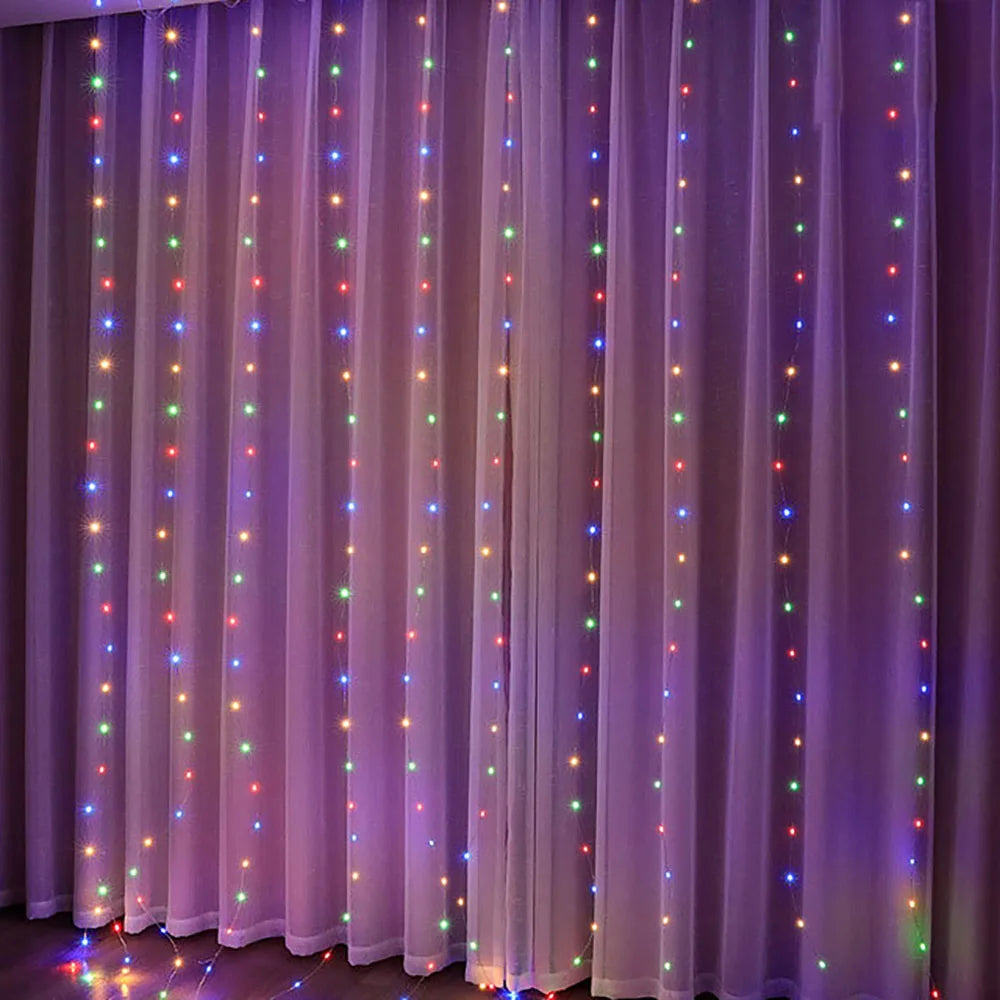 USB LED Curtain Light String, Christmas Room Decoration, Remote Control 8 Function Light Garland ,Wedding Birthday Home Decor