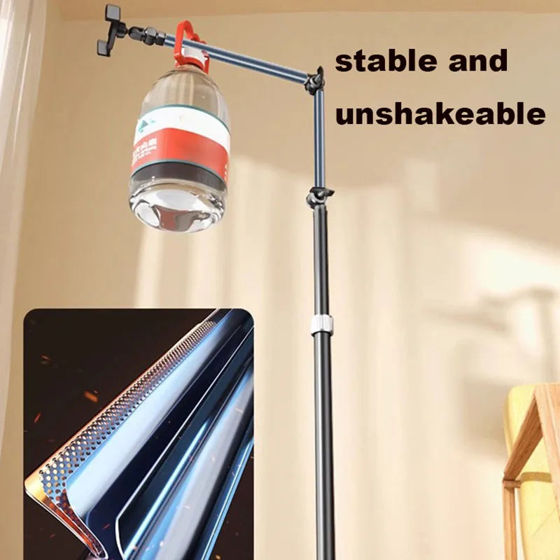 Stretchable Stand Holder Height Adjustable Arm 360-Degree Rotatable Phone Floor Stand with Base for Live Shooting Phone Holder