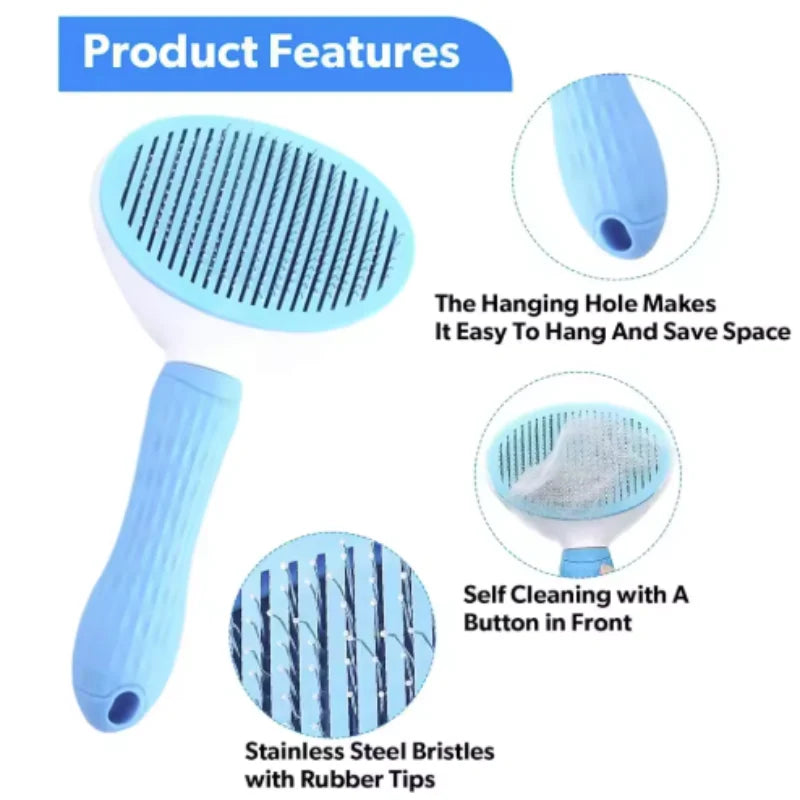 Pet Hair Remover Comb One Click Self Cleaning Brush for Dogs Cats Grooming Tool Effectively Remove Loose Floating Fur Shedding
