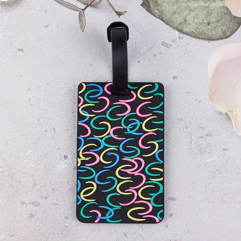 1PCS Geometric Soft Silicone Luggage Tags Suitcase ID Addres Name Holder Baggage Tag Label Travel Accessories Luggage Tags