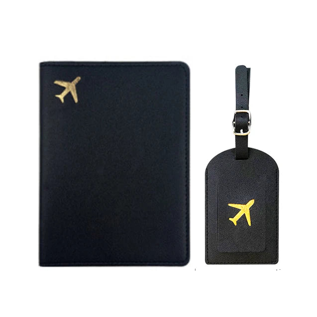 Custom Initial Travel Passport Holder and Luggage Tag Fashion Logo Gold Airplane Women Suitcase Name Label Men Passport Holder
