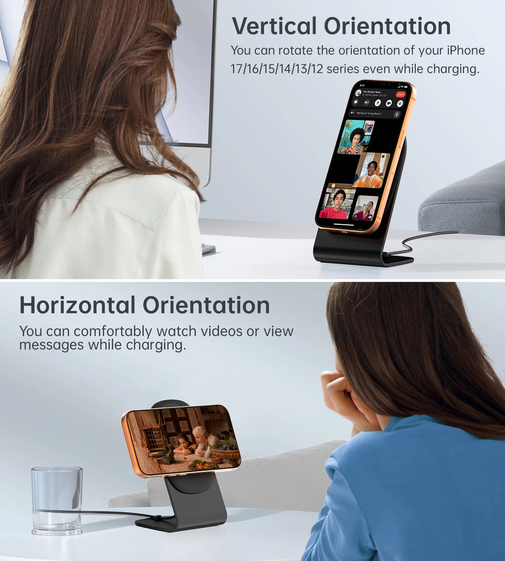 Magnetic Wireless Charger for iPhone 17/16/15/14/13/12 - Mag Charger , Fast Wireless Charging Stand/Pad with 5ft USB-C Cable for