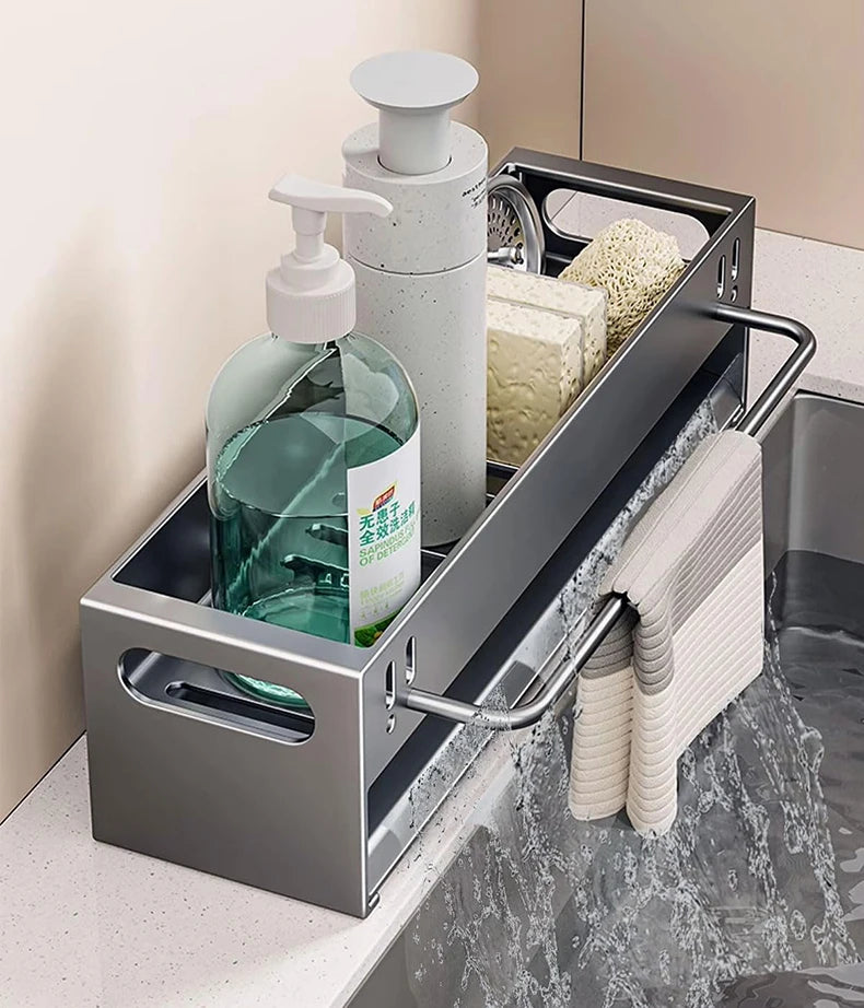 Kitchen Sink Caddy Organizer Dish Soap Brush Sponge Holder Countertop Sink Organizer Rack for Kitchen Organizers and Storage