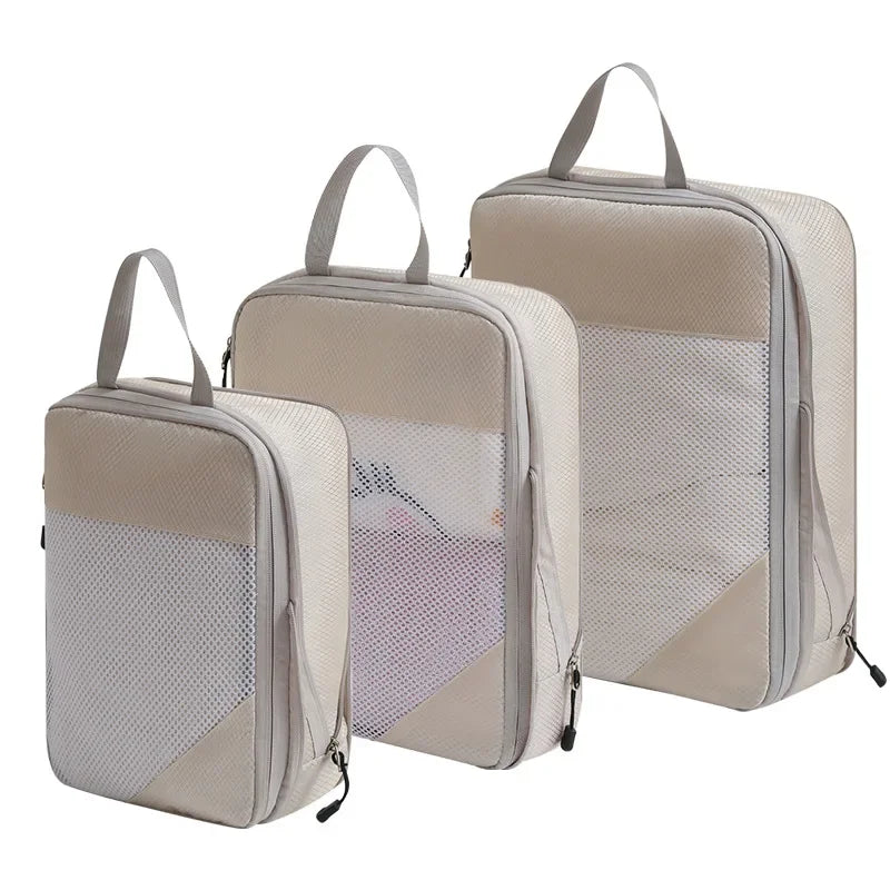 3pcs Travel Compression Bags Clothing Storage Bag Lightweight Travel Organizer Cubes Multifunctional Travel Essentials