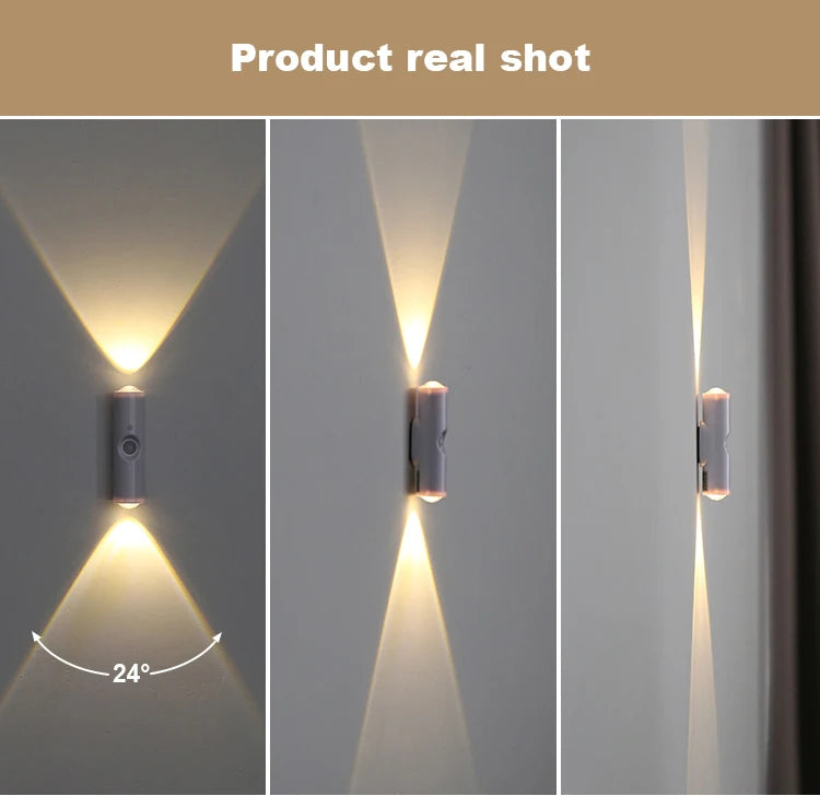 LED Motion Sensor Night Light 3 Colours Changing USB Rechargeable Cabinet Wardrobe Lamp Home Decoration Night Lamps For Kitchen