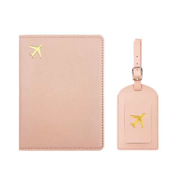 Custom Initial Travel Passport Holder and Luggage Tag Fashion Logo Gold Airplane Women Suitcase Name Label Men Passport Holder