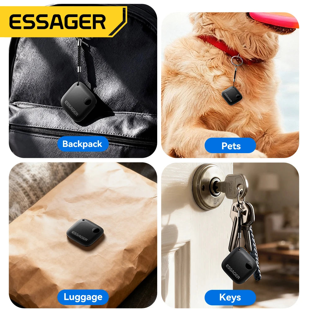 Essager Smart Bluetooth GPS Tracker Work with iOS System Find My App Air Tag Tracker Mini Locator Key Dog Pet Child Finder