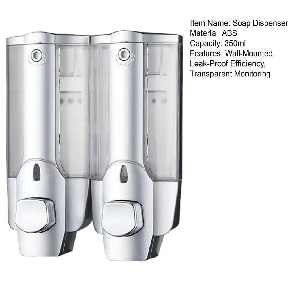 350ml Soap Dispenser 1/2 Chamber Wall-Mounted Manual Shower Dispenser With Large Capacity Shampoo Conditioner Bathroom Accessory