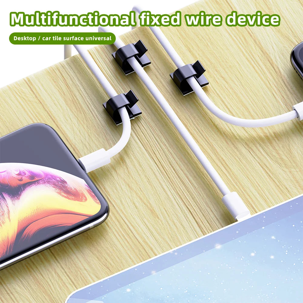 50pcs Cable Organizer Wire Cable Clips Tie Data Cord Winder Manager Self-adhesive Cable Organizer For Office Home Kitchen Desk