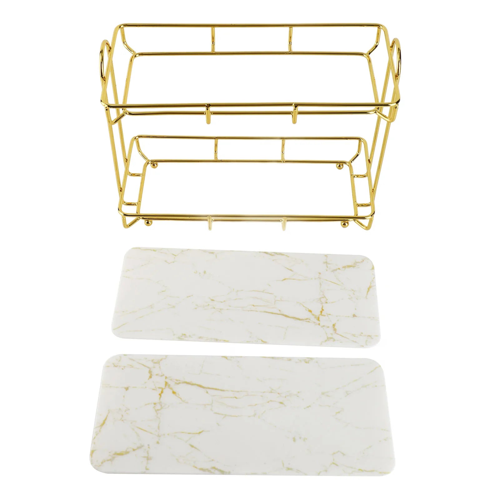 Bathroom Storage Rack Gold White 2 Tier Makeup Shelf Humanized Structure Anti Slip Counter Organizer Bathroom Counter Organizer