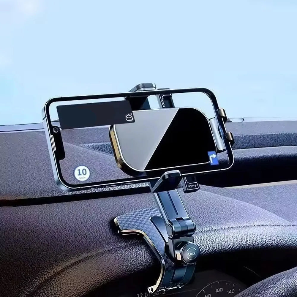 Car dashboard phone holder, 360-degree rotating universal dashboard clip-on phone holder, suitable for 4-7 inch smartphones.