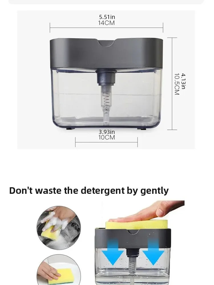 Soap Dispenser Pump with Sponge Manual Press Cleaning Liquid Container Manual Press Soap Organizer Kitchen Tool
