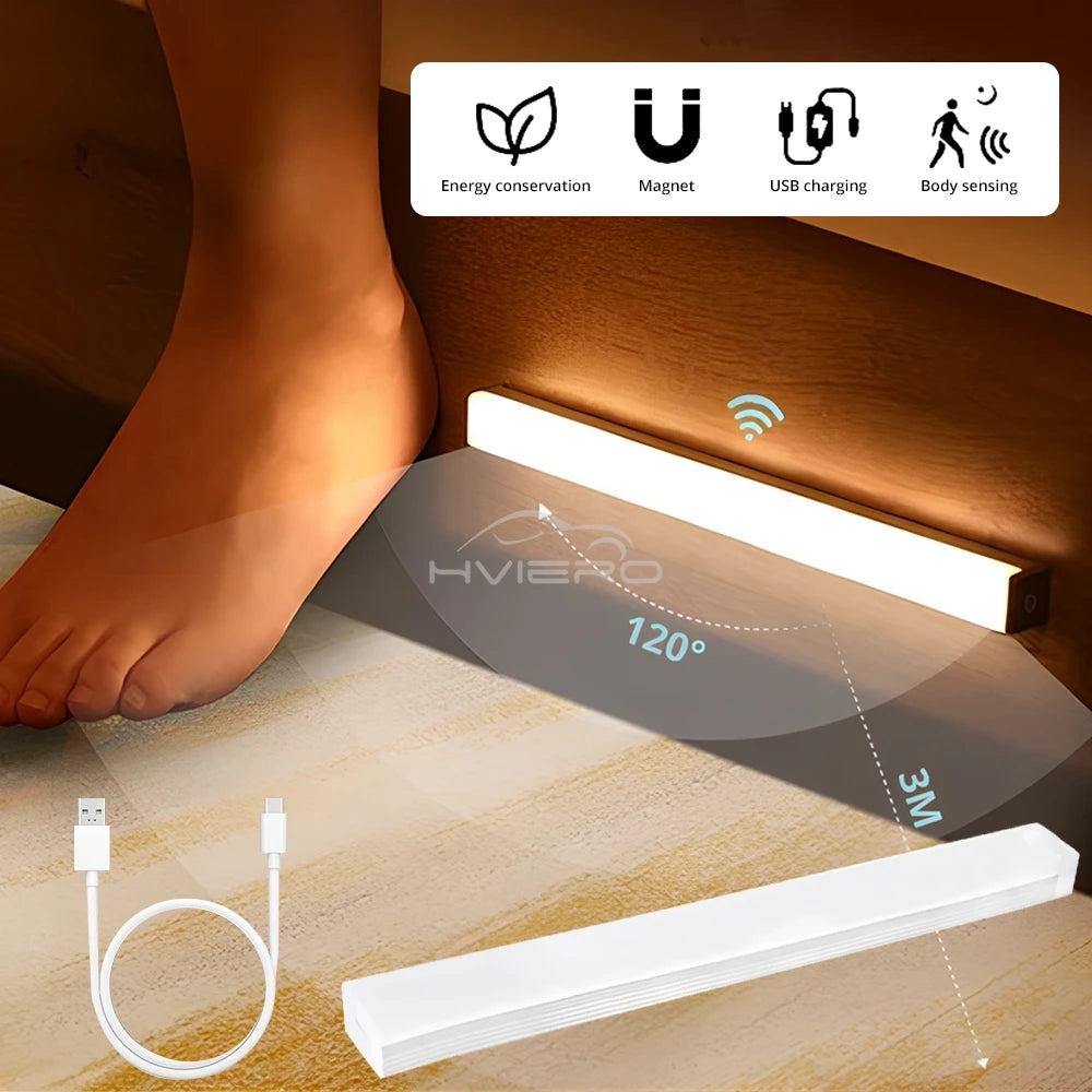 Motion Sensor LED Lamp Night Lights Wireless USB Rechargeable Magnetic For Kitchen Wardrobe Room Closet Aisle Tube Detector Bulb