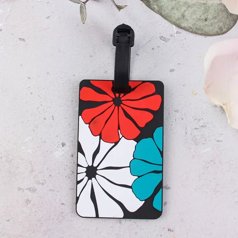 1PCS Geometric Soft Silicone Luggage Tags Suitcase ID Addres Name Holder Baggage Tag Label Travel Accessories Luggage Tags