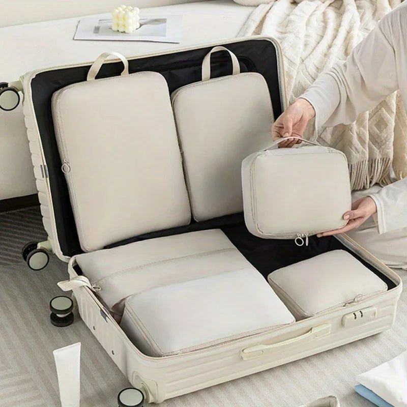 Lightweight Polyester Packing Cubes,6-Piece Organizer Set-Effortless Compression,Saves Room for Souvenirs,Perfect for Long Trips
