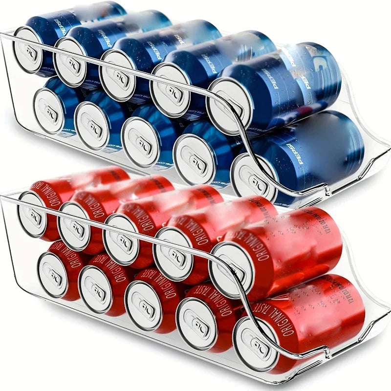Kitchen Refrigerator Organizer Soda Can Dispenser Fridge Freezer Storage Dispenser Automatic Rolling Pantry Organizer