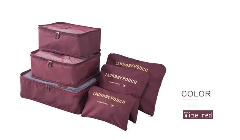 6 PCS Travel Storage Bag Multifunction Packing Cube Bag Travel Kit Set for Women Clothes Tidy Organizer Wardrobe Suitcase Pouch