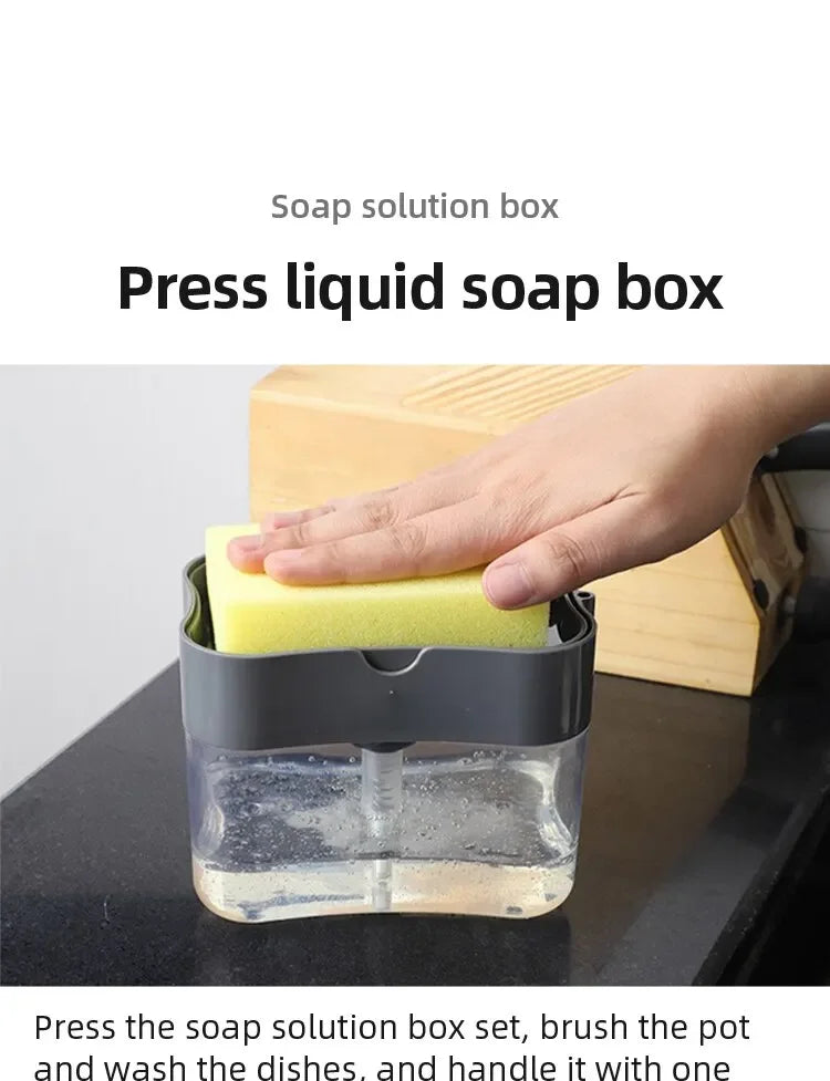 Soap Dispenser Pump with Sponge Manual Press Cleaning Liquid Container Manual Press Soap Organizer Kitchen Tool