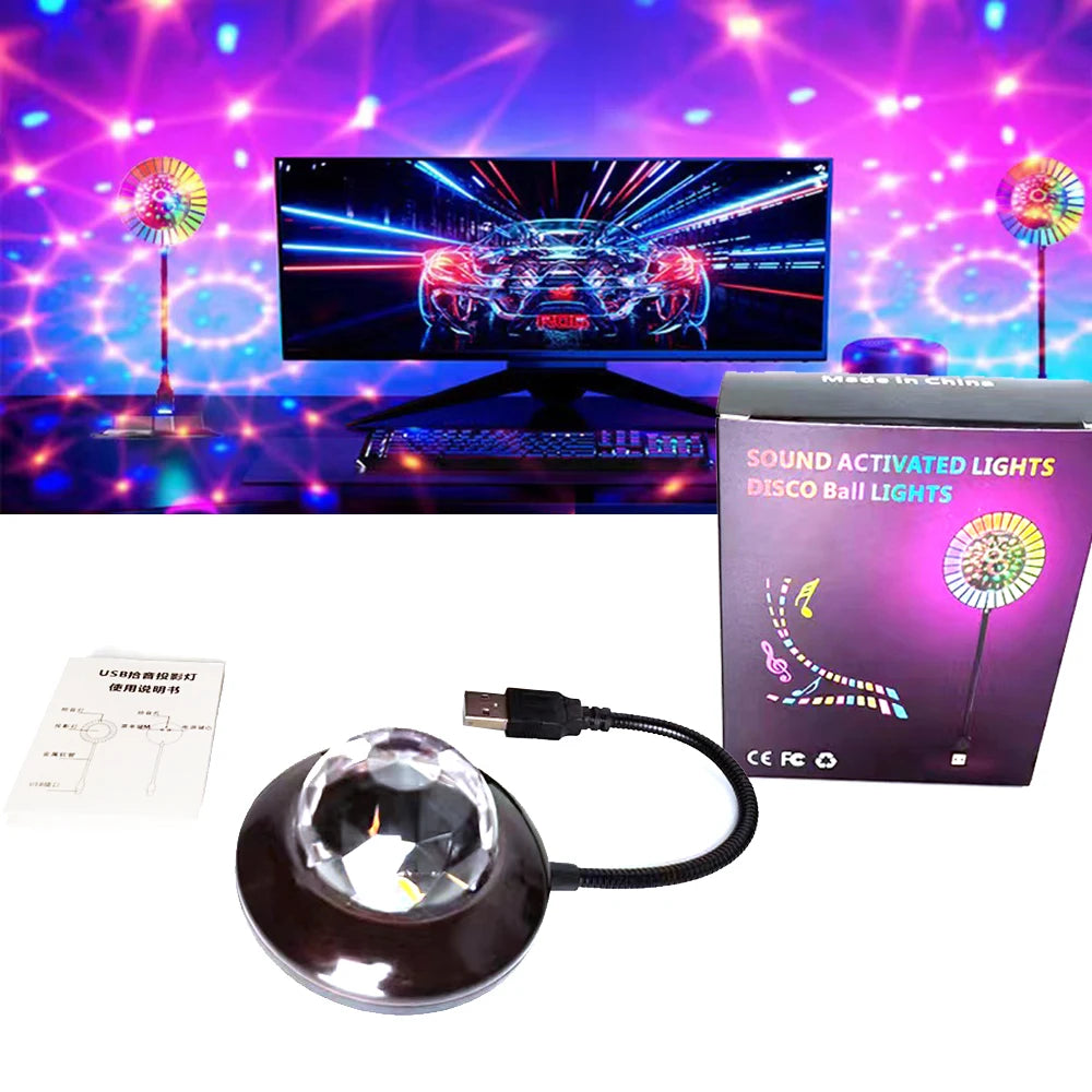 USB LED DJ Light Dynamic RGB Magic Ball Music Rhythm Pickup Lamp WIth For Home Decor Festival Gift Party Car Ambient Lighting